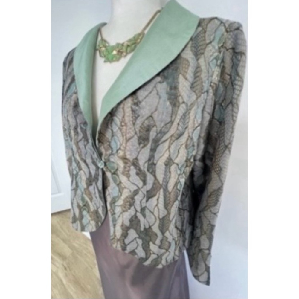 Vintage Metallic Brown Snake-Inspired Jacket • Seafoam Green Trim - Picture 14 of 15